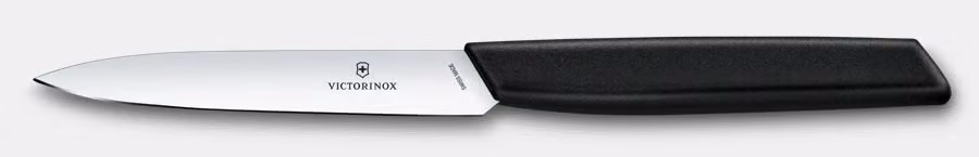Zöldség- és gyümölcskés Swiss Modern, sima élű penge 10 cm, fekete | VICTORINOX 6.9003.10
