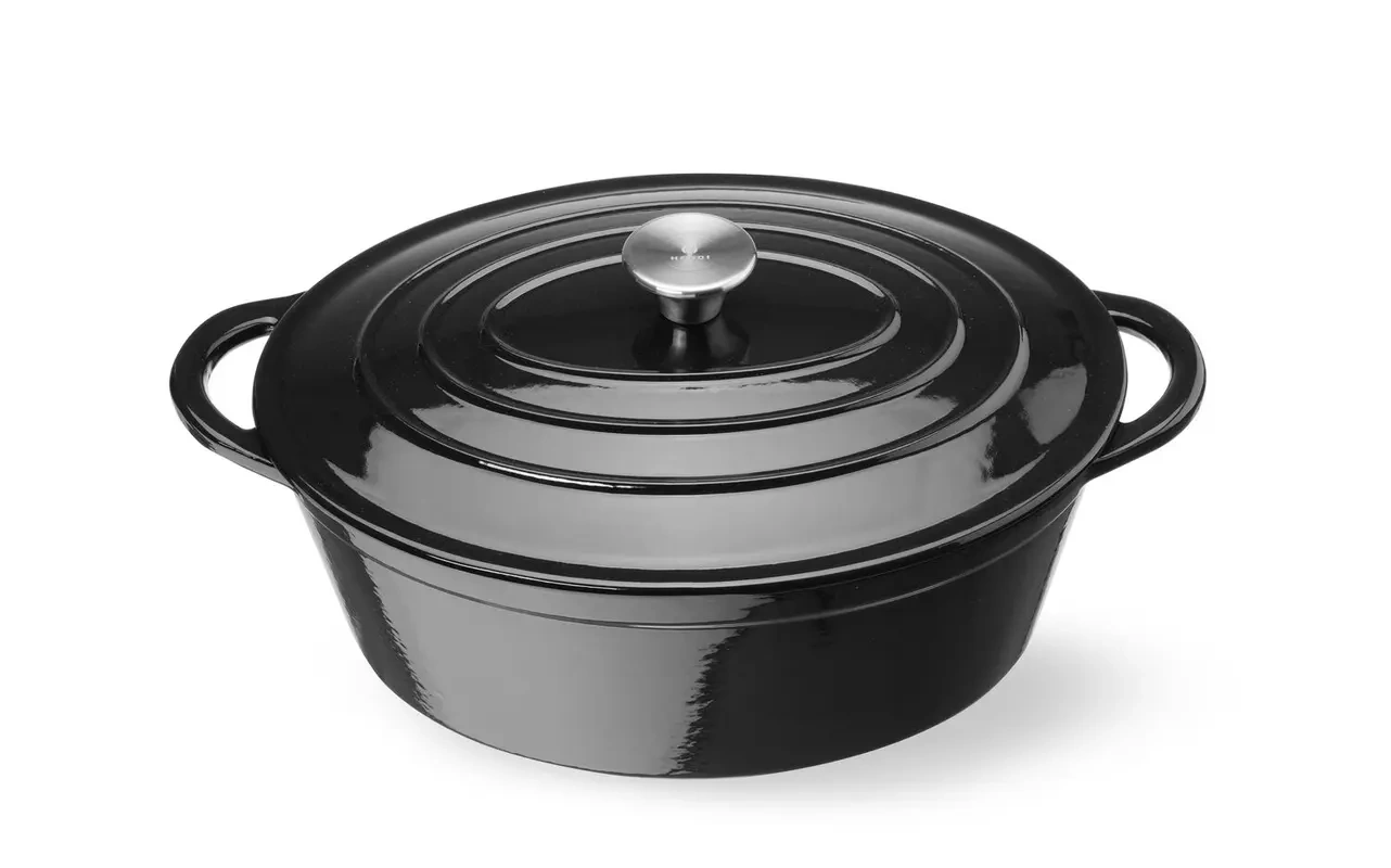 Zománcozott öntöttvas lábas, 6,88 l, fekete, 40.5x25.5x(H)13.4 cm, ovális | HENDI 626863