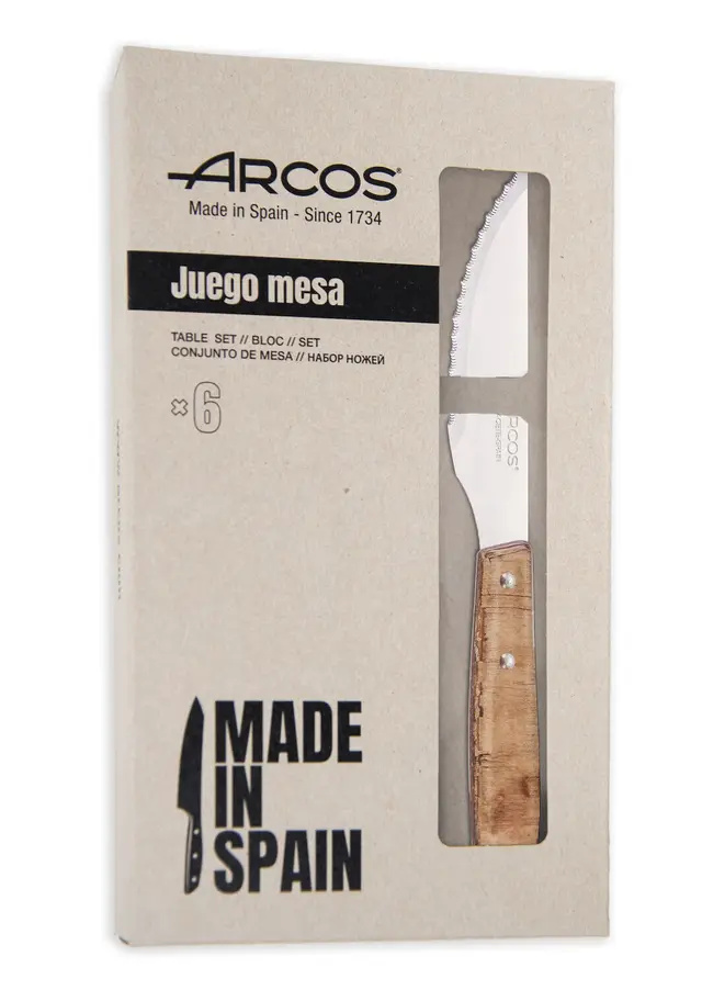 6 darab steak kés készlet, FOREST - hossz. 22 cm, nyárfa | ARCOS 372300