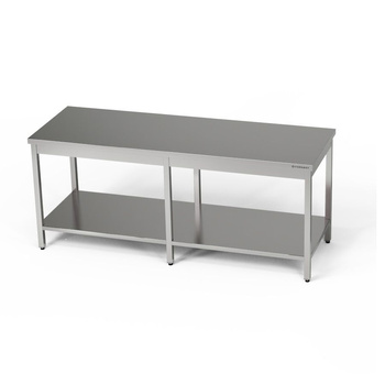Központi rozsdamentes munkaasztal polccal 200x70x85 cm | FORGAST