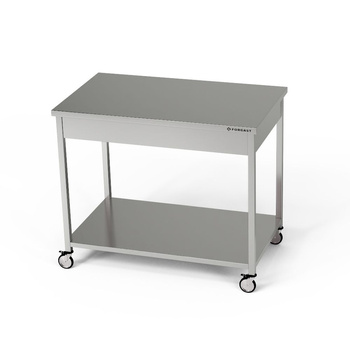 Rozsdamentes munkasztal polccal, kerekeken 90x60x85 cm | FORGAST