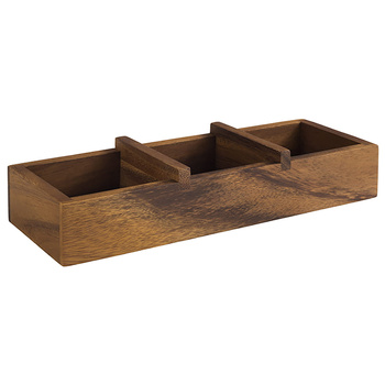 Fa láda Table, akácfa, 3 rekesz 23,5x8,5x4,5 cm | APS 11727