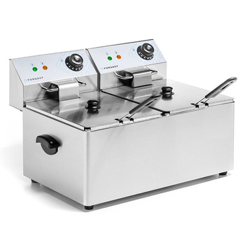 Elektromos olajsütő 2 medencés 2x8 l, 2x3.2 kW, 230 V | FORGAST FG09028