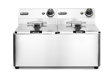 Elektromos olajsütő Kitchen Line 2 medencés, 2x8 l, hidegzóna, 2x3,5 kW | HENDI 205839