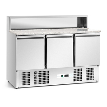 Asztali hűtőpult pizzához, 3 ajtós, 400 l, felépítménnyel | FORGAST FG07203