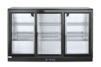 3 ajtós italhűtő bárhűtőszekrény 338 l, alumínium, fekete, 2-10°C | ARKTIC 235836