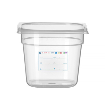 GN 1/6 edény, 15 cm mély, HACCP polipropilénből | HENDI 880463
