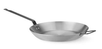 Lyonnaise acél serpenyő két fogantyúval, 36 cm átmérő, 14 cm magasság | HENDI 629482