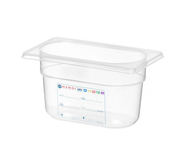 GN 1/9 edény, mélység 10 cm, polipropilénből, HACCP | HENDI 880555