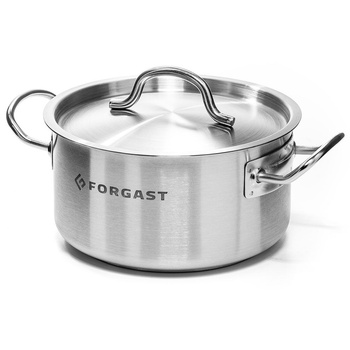 Alacsony rozsdamentes acél fazék fedővel, 8 l, átmérő 28 cm | FORGAST FG02288