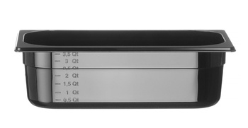 GN 1/3 tárolóedény, 10 cm mély, fekete polikarbonátból | HENDI 862520