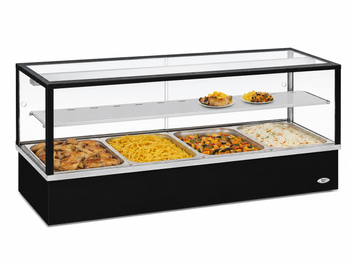 Melegentartó vitrin bain-marie-val, 4 GN 1/1, fekete | ROLLER GRILL BMV 40 N