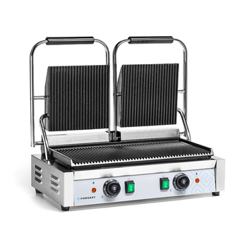 Kontaktgrill dupla, bordázott lapokkal, 3.6 kW | FORGAST FG09202