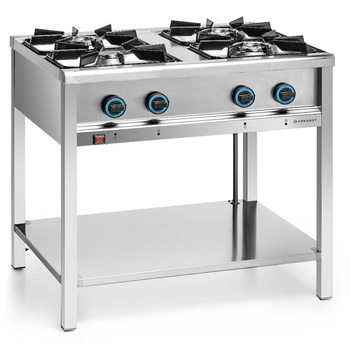 Gáztűzhely vendéglátóipari használatra, 4 égős, alsó polccal, 23 kW | FORGAST FG09453