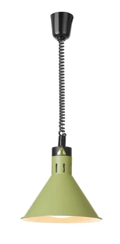 Ételek melegen tartására szolgáló függesztett lámpa, kúpos, zöld, 230V/250W | HENDI 273920
