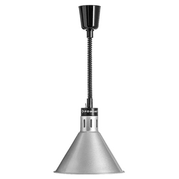 Melegentartó lámpa ételekhez ezüst, kúpos, 0,25 kW, magasságállítás 60–180 cm | FORGAST FG03345