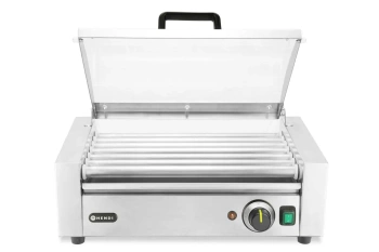 Hot dog görgős melegítő, egyzónás, fedéllel, 7 görgővel, 0,62 kW, 230 V | HENDI 268636