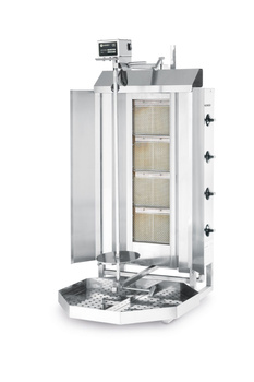 Gázüzemű kebabgrill, 4 fűtőzóna, 90 cm, 50–80 kg | HENDI 226001