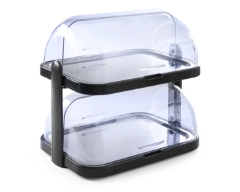 Hűtő vitrin roll-top fedéllel, dupla, sötétszürke, 44x32x(M)44cm | HENDI 871881