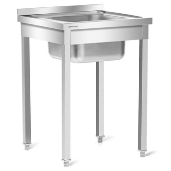Rozsdamentes acél asztal 1 medencés mosogatóval 60x60x85 csavarozott | FORGAST FG15334