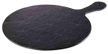 Tálca SLATE-ROCK fogantyúval, melamin, fekete, 42x30x1.5 cm | APS 84257