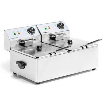 Elektromos olajsütő, 2 medencés, 2x6 l, 2x3 kW, 230 V | FORGAST FG09026