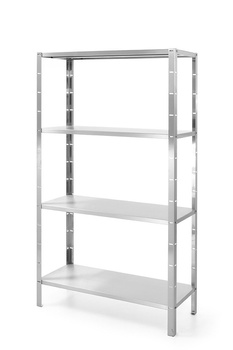 Csavarozott rozsdamentes acél raktári állvány, 4 polcos, 100x40 cm | HENDI 812525