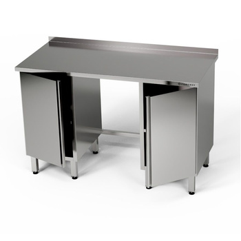 Rozsdamentes munkaasztal két szekrénnyel 220x70x85 cm | FORGAST