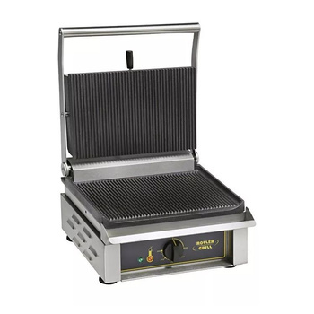 Grillkontakt Panini, bordázott lapok, 3 kW, 36x24 cm | ROLLER GRILL PANINI