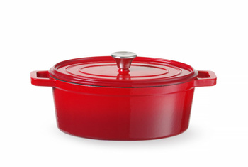 Öntöttvas lábas fedővel, piros - 4 l HENDI 626849