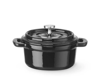 Zománcozott öntöttvas lábas, 0,27L, fekete, 13x10x(H)4.8 cm | HENDI 626894