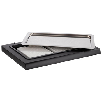 Büfé vitrin hűtőbetéttel, fedő nélkül TOP FRESH GN 1/1, fekete, 60x41x5 cm | APS 11546