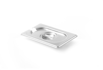 Rozsdamentes acél fedő GN 1/9 KITCHEN LINE merőkanál-kivágással | HENDI 806975