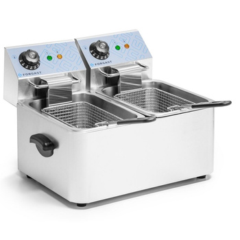Elektromos olajsütő 2 medencés 2x4 l, 2x2 kW, 230 V | FORGAST FG09024