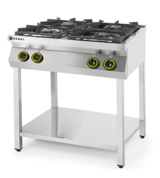 Gáztűzhely 4 égőfejes, 2×3,5 kW, 2×6 kW, 19 kW | HENDI 227589
