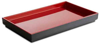 Tálca ASIA PLUS GN 1/4 melaminból, piros-fekete, 26.5x16.2x3 cm | APS 15458