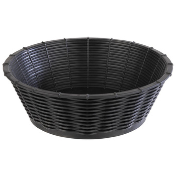 Kenyér- vagy gyümölcskosár, WICKER LOOK, kerek, fekete, 20x6.5 cm | APS 40214