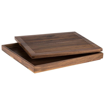 Vágódeszka kenyérhez kivehető GN 2/3 tálcával, 35.4x32.5x3.5 cm | APS 911