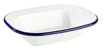 Tál ENAMELWARE, zománcozott, fehér kék szegéllyel, 16x12x3.5 cm, 350 ml | APS 40667