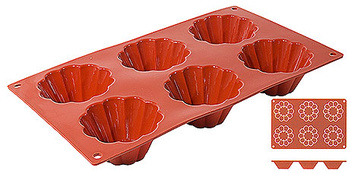 Muffinforma Briochette 8x3 cm, 6 mélyedéses, szilikon | CONTACTO 6638/863