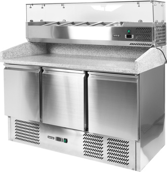 3 ajtós pizzasütő hűtőasztal üveg felépítménnyel | YATO YG-05305
