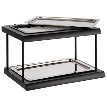 Büfé vitrin hűtőbetéttel, kétszintes DOPPELDECKER GN 1/1, fekete, 60x41x36 cm | APS 11547