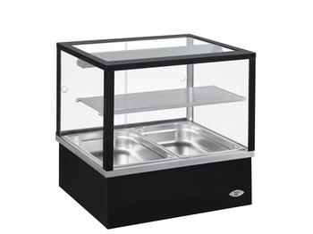 Melegentartó vitrin beépített bain-marie-vel, 2 GN 1/1, fekete | ROLLER GRILL BMV 20 N