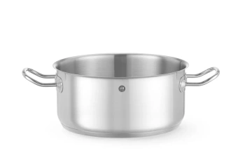 Alacsony rozsdamentes acél lábas Kitchen Line, űrtartalom 4,9 l, közepes 24 cm, magasság 11 cm | HENDI 837665