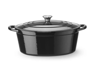 Zománcozott öntöttvas lábas, 6,88 l, fekete, 40.5x25.5x(H)13.4 cm, ovális | HENDI 626863