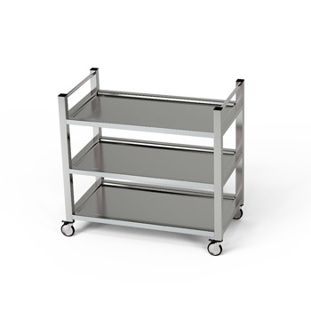 Rozsdamentes felszolgálókocsi 3 polcos, függőleges fogantyúval, 100x50x85 cm | FORGAST