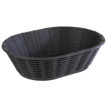Kenyér- vagy gyümölcskosár, WICKER LOOK, ovális, fekete, 23x17x6.5 cm | APS 40216