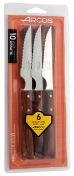 6 darabos steakkéskészlet, FOREST - hossz. 22 cm, bükk | ARCOS 372000
