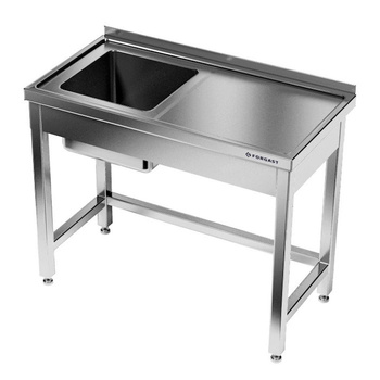 Rozsdamentes acél asztal 1 medencés mosogatóval 160x60x85 cm | FORGAST
