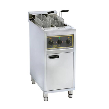 Elektromos, 2 medencés olajsütő állvánnyal, 2x10 l, 12 kW, 400 V | ROLLER GRILL RFE 20 C
